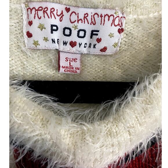 Poof New York Christmas Vintage Knit Sweater Dress Womens L Red/White Mrs Claus - Picture 6 of 13